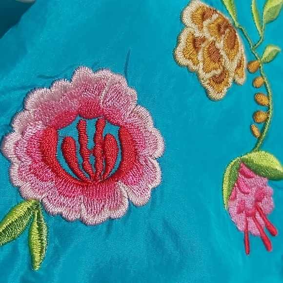 CALYPSO ST. BARTH Embroidered Turquoise Silk Top - Picture 3 of 5